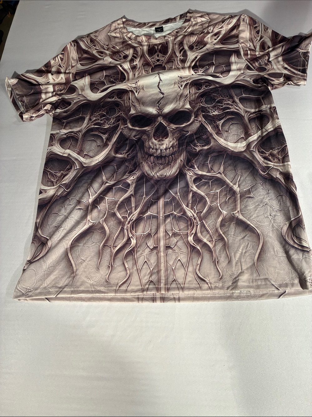 Taupe Skull Graphic Short Sleeve Tee - Men